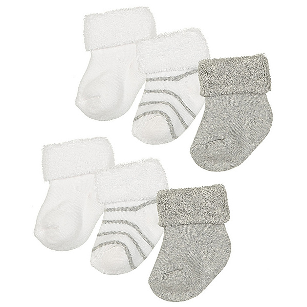 ewers Erstlings-Socken SOFT FROTTEE 6r-Pack in hellgrau/weiß