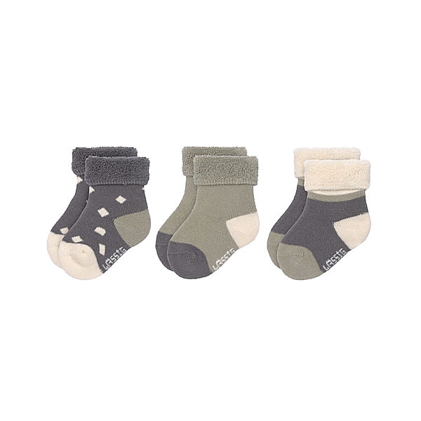 LÄSSIG Erstlings-Socken SPECKLES 3er-Pack in anthracite/olive