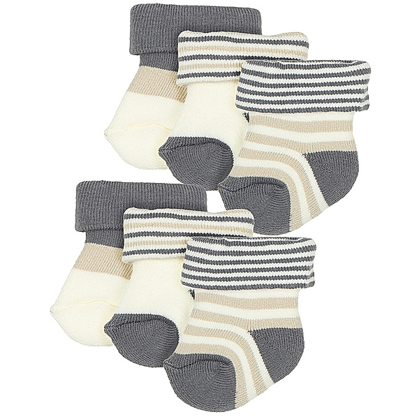 ewers Erstlings-Socken UNI mit Frottee 6er-Pack in kiesel-grau