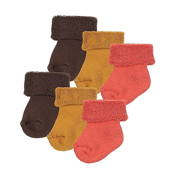 ewers Erstlings-Socken UNI mit Frottee 6er-Pack in toffee/braun