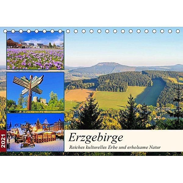 Erzgebirge - Reiches kulturelles Erbe und erholsame Natur (Tischkalender 2021 DIN A5 quer), LianeM
