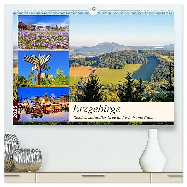 Erzgebirge - Reiches kulturelles Erbe und erholsame Natur (hochwertiger Premium Wandkalender 2025 DIN A2 quer), Kunstdruck in Hochglanz, Calvendo, LianeM