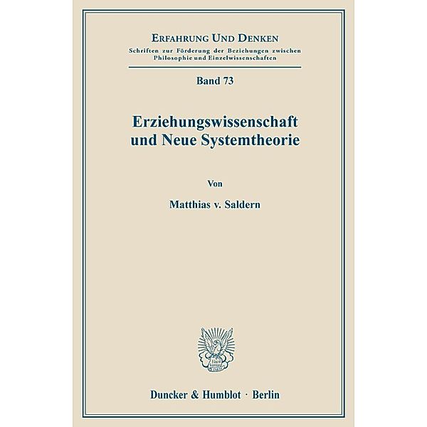 Erziehungswissenschaft und Neue Systemtheorie., Matthias von Saldern