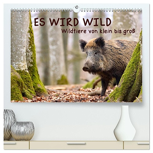ES WIRD WILD Wildtiere von klein bis gross (hochwertiger Premium Wandkalender 2024 DIN A2 quer), Kunstdruck in Hochglanz, Angela Merk