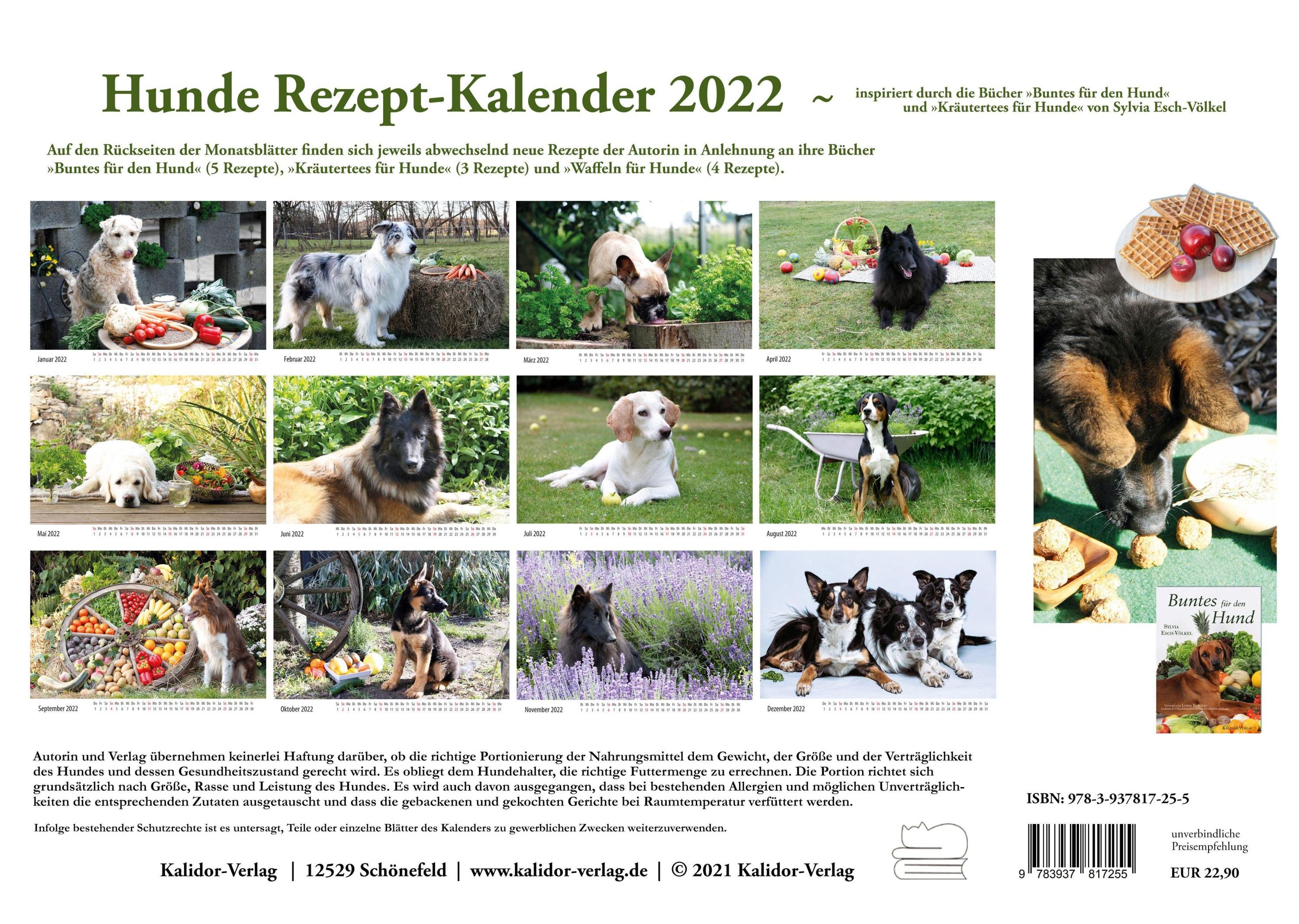 Esch-Völkel, S: Hunde Rezept-Kalender 2022 - Kalender bestellen