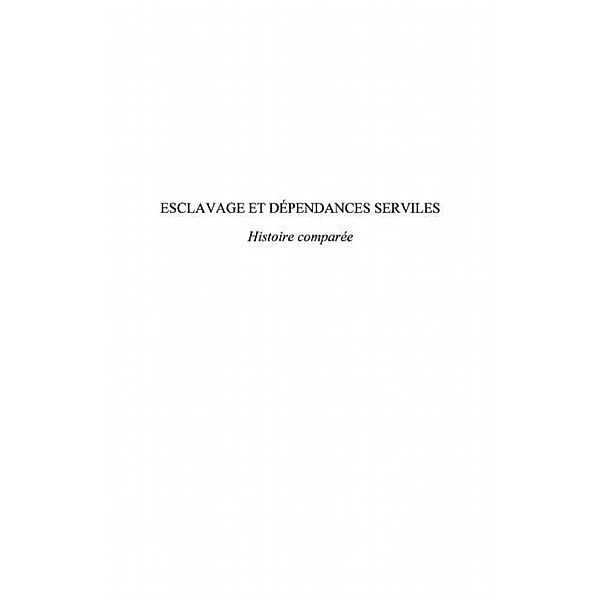 Esclavage et dependances serviles / Hors-collection, Collectif