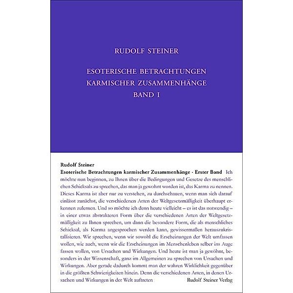 Esoterische Betrachtungen karmischer Zusammenhänge.Bd.1, Rudolf Steiner