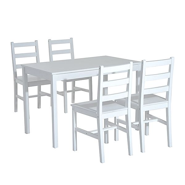 Esstischgruppe mit 4 Stühlen (Farbe: weiß/ weiß)