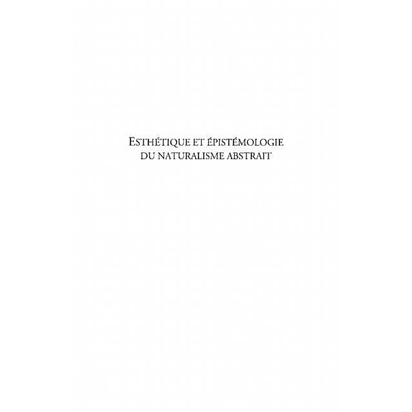 Esthetique et epistemologie dunaturalis / Hors-collection, Pichon Michele