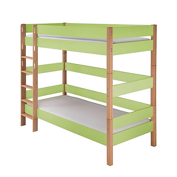 INFANSKIDS Etagenbett INFANSCOLOR 90 x 200 cm (Farbe: grün/Buche)