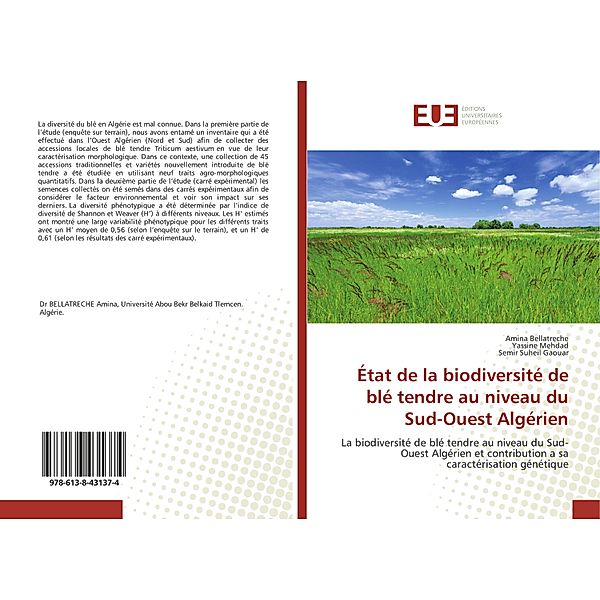 État de la biodiversité de blé tendre au niveau du Sud-Ouest Algérien, Amina Bellatreche, Yassine Mehdad, Semir Suheil Gaouar