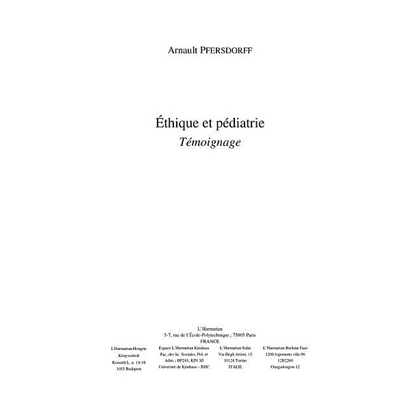Ethique et pediatrie / Hors-collection, Pfersdorff Arnault