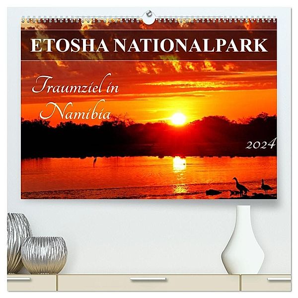 ETOSHA NATIONALPARK Traumziel in Namibia (hochwertiger Premium Wandkalender 2024 DIN A2 quer), Kunstdruck in Hochglanz, Wibke Woyke