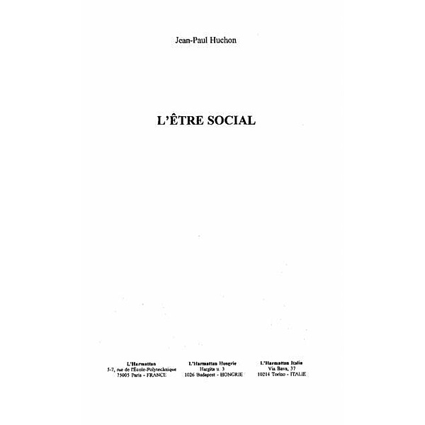 Etre social l' / Hors-collection, Huchon Jean-Paul