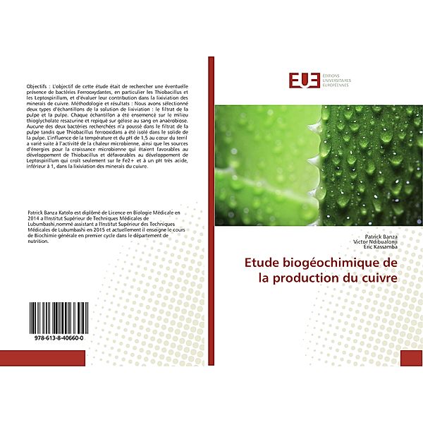 Etude biogéochimique de la production du cuivre, Patrick Banza, Victor Ndibualonji, Eric Kassamba