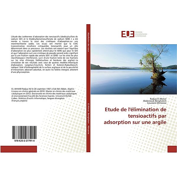 Etude de l'élimination de tensioactifs par adsorption sur une argile, Radjaa El Ahmar, Abderrezak Benghalem, Goussem Mimanne