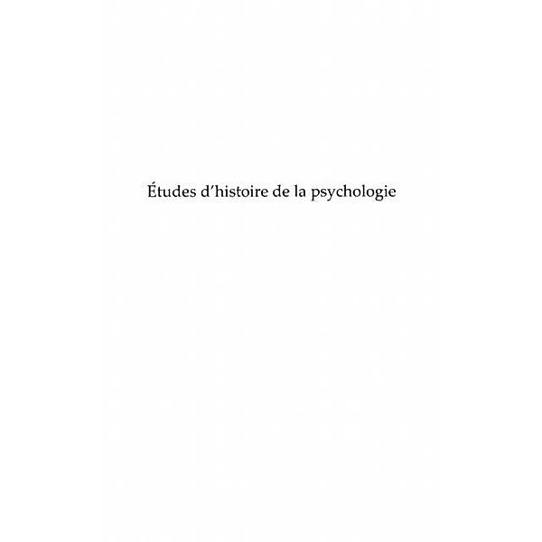 Etudes d'histoire de la psychologie / Hors-collection, Axel Cherniavsky