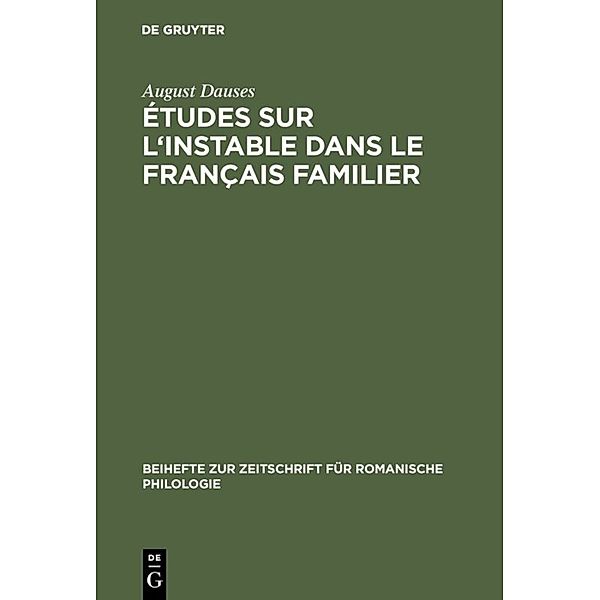 Études sur l'instable dans le français familier, August Dauses