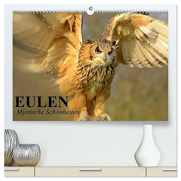 Eulen. Mystische Schönheiten (hochwertiger Premium Wandkalender 2024 DIN A2 quer), Kunstdruck in Hochglanz, Elisabeth Stanzer