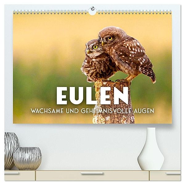 Eulen - Wachsame und geheimnisvolle Augen (hochwertiger Premium Wandkalender 2024 DIN A2 quer), Kunstdruck in Hochglanz, SF