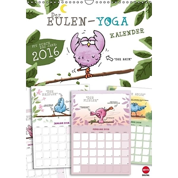 Eulen-Yoga-Kalender Planer (Wandkalender 2016 DIN A3 hoch), Studio B