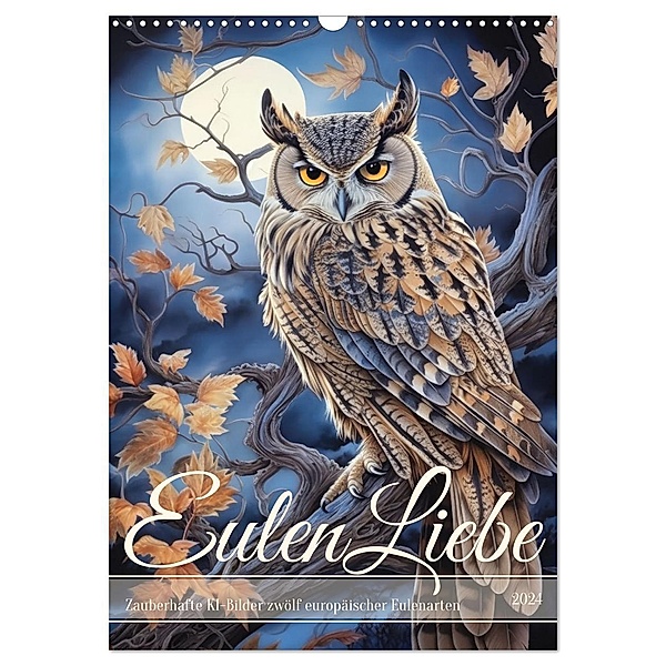 Eulenliebe (Wandkalender 2024 DIN A3 hoch), CALVENDO Monatskalender, Calvendo, Sabine Löwer