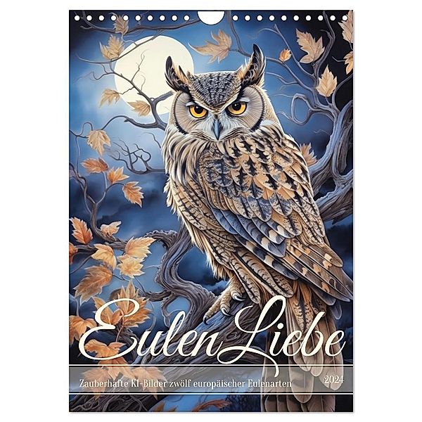 Eulenliebe (Wandkalender 2024 DIN A4 hoch), CALVENDO Monatskalender, Calvendo, Sabine Löwer