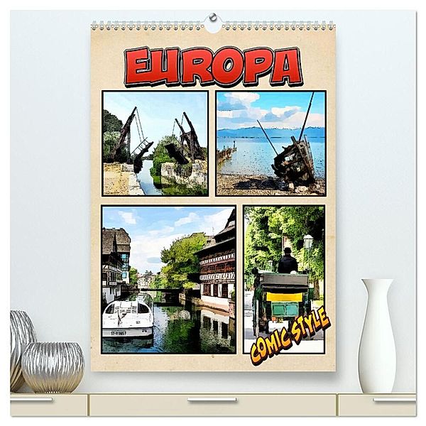 Europa - Comicstyle (hochwertiger Premium Wandkalender 2024 DIN A2 hoch), Kunstdruck in Hochglanz, Thomas Bartruff