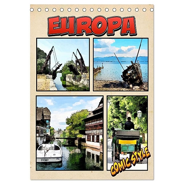 Europa - Comicstyle (Tischkalender 2024 DIN A5 hoch), CALVENDO Monatskalender, Thomas Bartruff