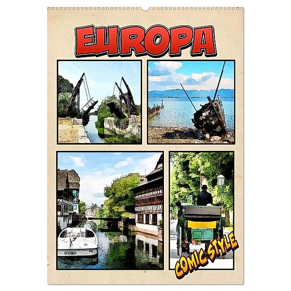 Europa - Comicstyle (Wandkalender 2024 DIN A2 hoch), CALVENDO Monatskalender, Thomas Bartruff