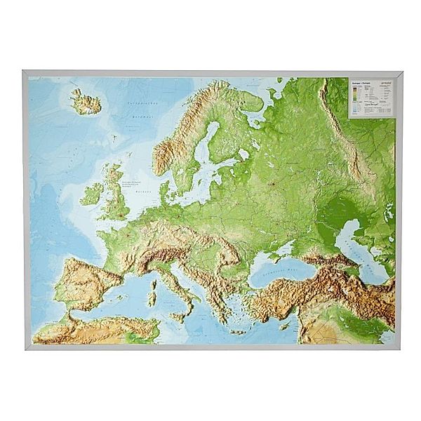 Europa, Reliefkarte, Groß, mit Aluminiumrahmen, André Markgraf, Mario Engelhardt