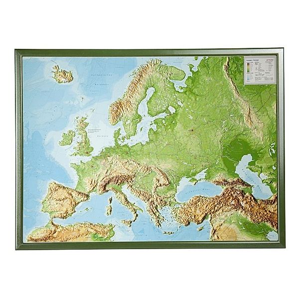 Europa, Reliefkarte, Groß, mit Holzrahmen, André Markgraf, Mario Engelhardt
