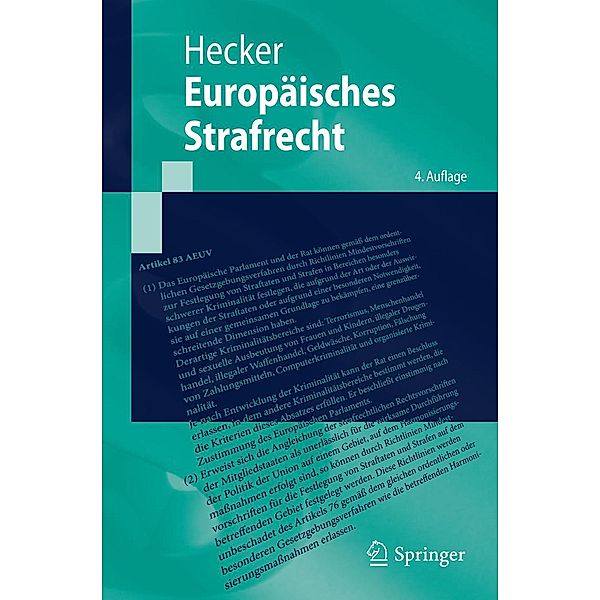 Europäisches Strafrecht / Springer-Lehrbuch, Bernd Hecker