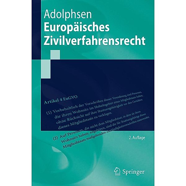 Europäisches Zivilverfahrensrecht / Springer-Lehrbuch, Jens Adolphsen