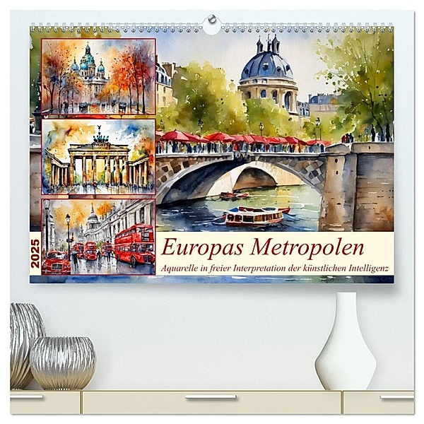 Europas Metropolen (hochwertiger Premium Wandkalender 2025 DIN A2 quer), Kunstdruck in Hochglanz, Calvendo, Claudia Kleemann