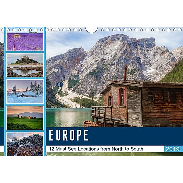 Europe, 12 Must See Locations from North to South (Wall Calendar 2021 DIN A4 Landscape), Joana Kruse