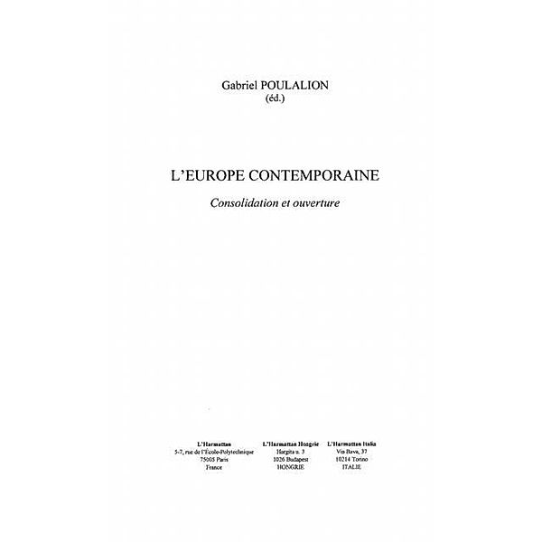Europe contemporaine: consolidation et o / Hors-collection, Poulalion Gabriel