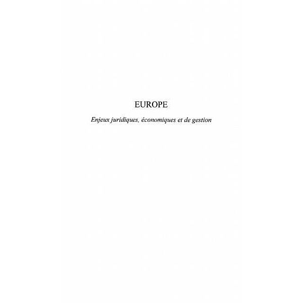 Europe. enjeux juridiques economiques et / Hors-collection, Faugere Jean-Pierre