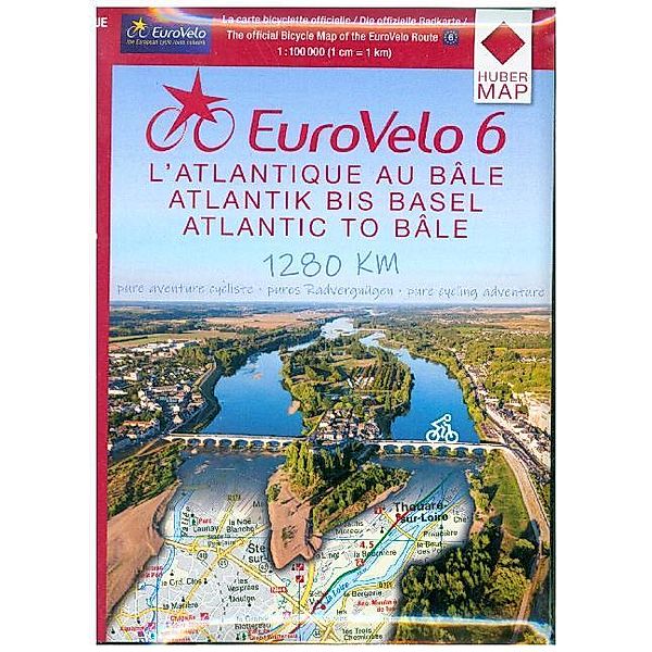 EuroVelo 6 / EuroVelo 6 de l'Atlantique au Rhin à Velo, 6 cartes. EuroVelo 6 vom Atlantik bis zum Rhein per Rad / EuroVelo 6 from Atlantic to Rhine River by Bike