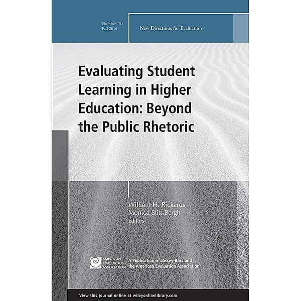 Evaluating Student Learning in Higher Education / J-B PE Single Issue (Program) Evaluation Bd.151
