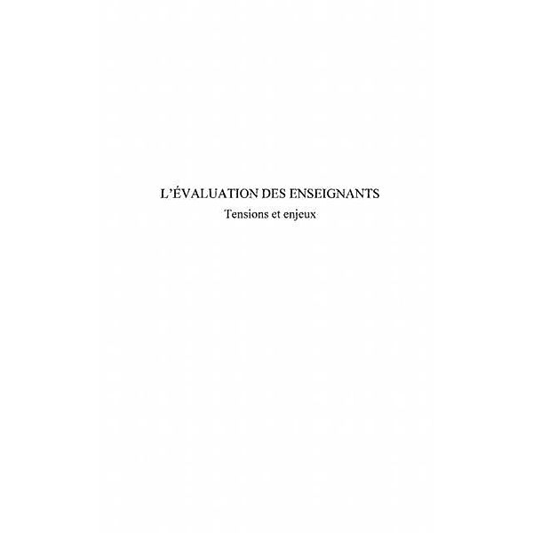 Evaluation des enseignants tensions et e / Hors-collection, Paquay Leopold