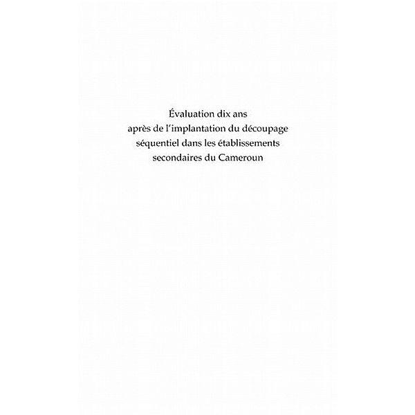 Evaluation dix ans aprEs de l'implantati / Hors-collection, Catherine Awoundja Nsata