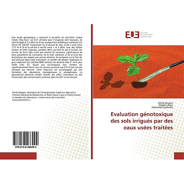 Evaluation génotoxique des sols irrigués par des eaux usées traitées, Dalila Souguir, Madiha Aloui, Mohamed Hachicha