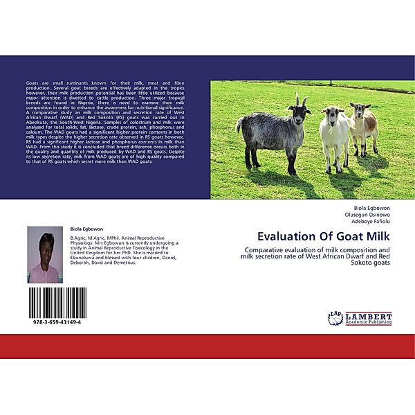 Evaluation Of Goat Milk, Biola Egbowon, Olusegun Osinowo, Adeboye Fafiolu