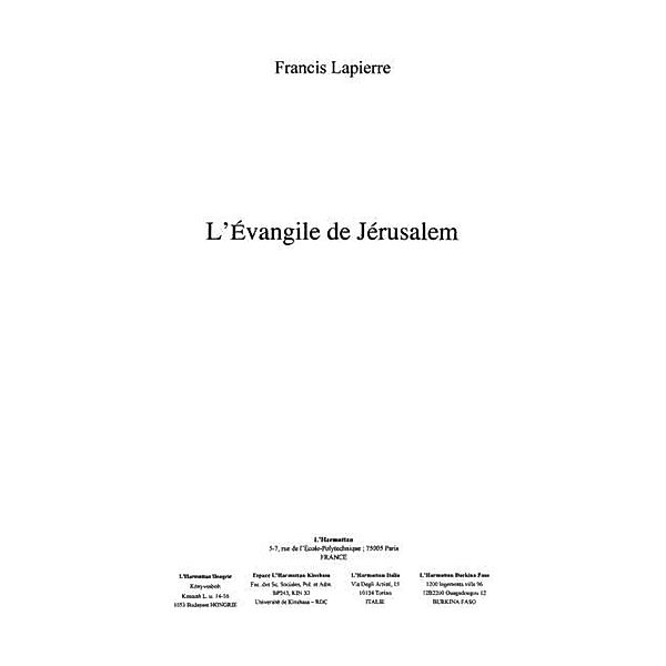 Evangile de jerusalem / Hors-collection, Chaoulli Alain