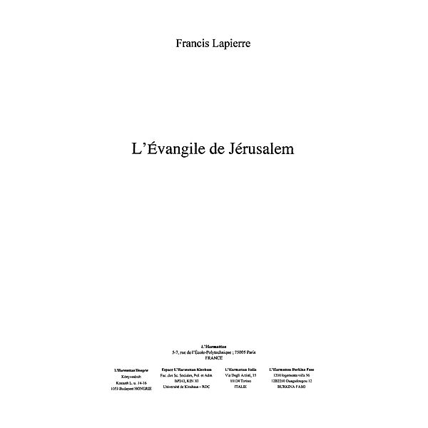 Evangile de jerusalem / Hors-collection, Chaoulli Alain