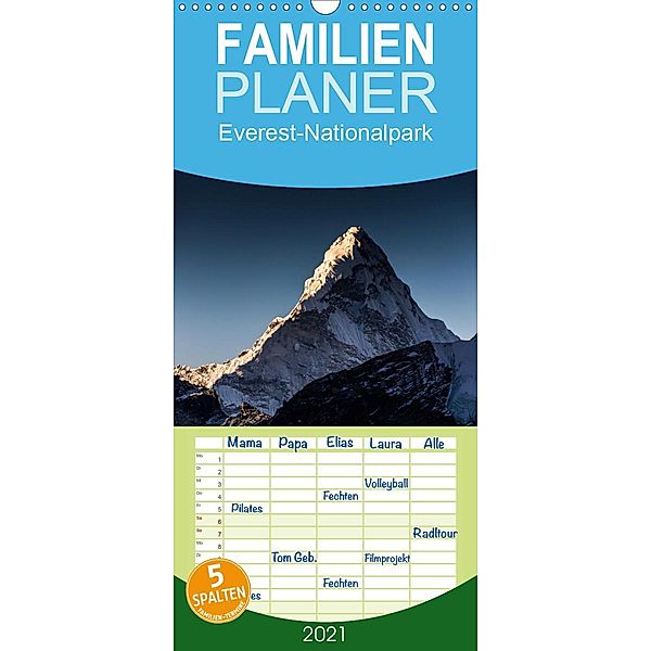 Everest-Nationalpark - Familienplaner hoch (Wandkalender 2021 , 21 cm x 45 cm, hoch), Jens König