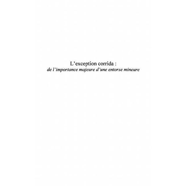 Exception corrida: de l'importance majeu / Hors-collection, Mieussens Dimitri