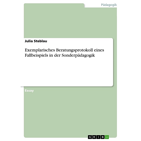 Exemplarisches Beratungsprotokoll eines Fallbeispiels in der Sonderpädagogik, Julia Steblau