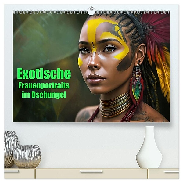 Exotische Frauenportraits im Dschungel (hochwertiger Premium Wandkalender 2024 DIN A2 quer), Kunstdruck in Hochglanz, Liselotte Brunner-Klaus